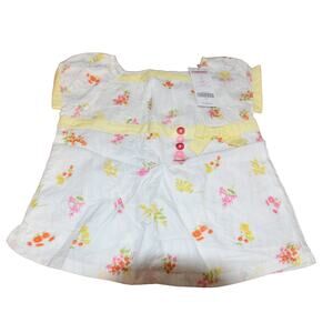 Gymboree Baby Doll Top, Nwt, Size 5, White with yellow and pink floral print